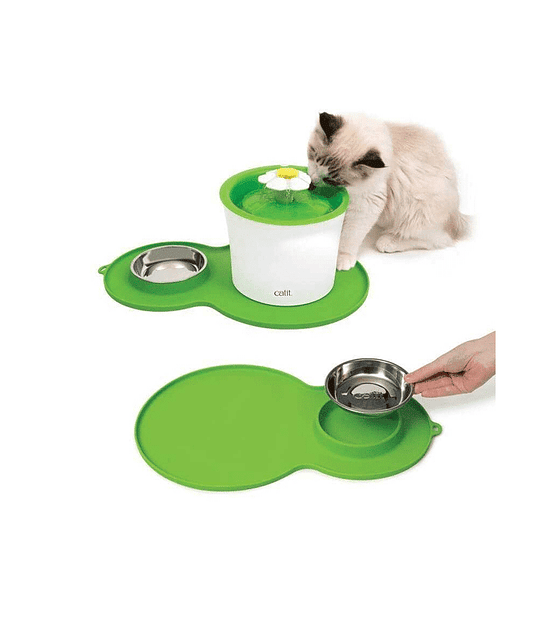 Cat It Duo Plato y alfombrilla para fuentes de gato