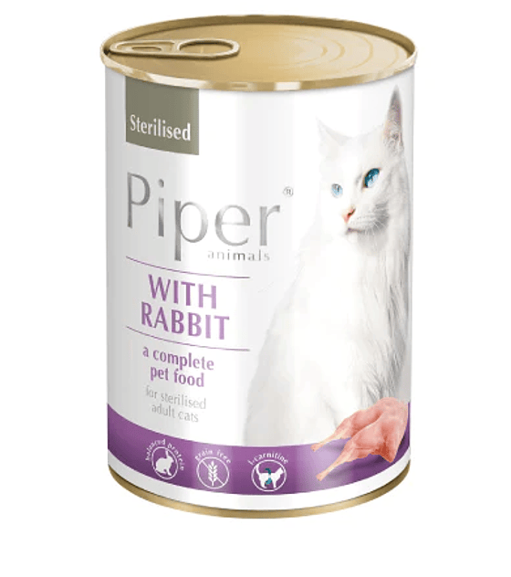 ▷ Piper Conejo Comida Húmeda En Lata Para Gatos Esterilizados