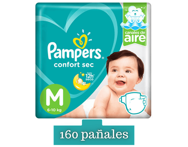 Pampers Confort Sec M Pack Mensual 160 pañales