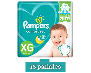 Pampers Confort Sec XG 16 pañales