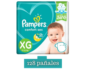 Pampers Confort Sec XG Pack Mensual 128 pañales