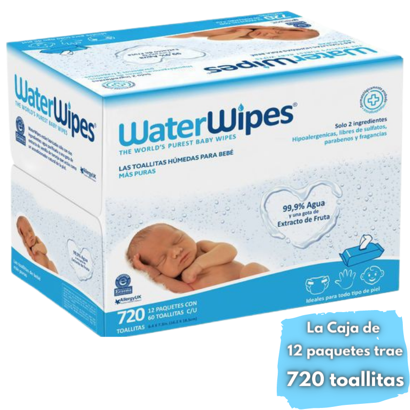 Pack de 2 toallitas húmedas biodegradables, 60 uds c/u, Waterwipes -  Waterwipes
