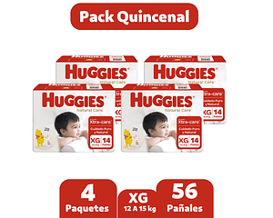 Huggies Natural care Xg Pack Quincenal 56 pañales