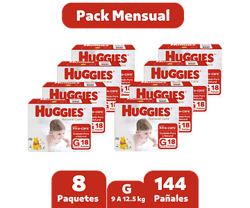 Huggies Natural care G Pack Mensual 144 pañales