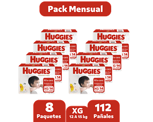 Huggies Natural care xg Pack Mensual 112 pañales