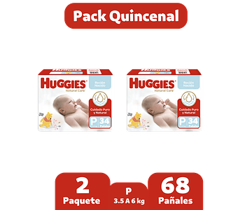 Pack Pañales Huggies Supreme Care Talle RN Recién Nacido Hasta 4kg