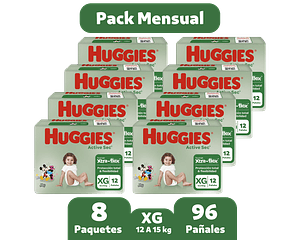 HUGGIES ACTIVE SEC XG 96 pañales