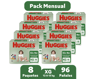 HUGGIES ACTIVE SEC XG 96 pañales