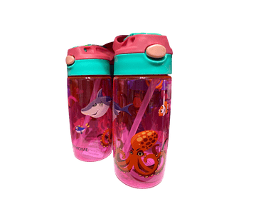 Botella disney de buscando a dory con tapa y bombilla flexible en color rosado 