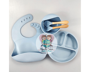 Set De Alimentación 5 En 1 Con Divisiones Celeste