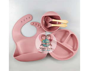 Set De Alimentación 5 En 1 Con Divisiones Rosado
