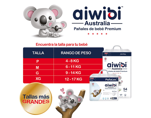 Aiwibi Dulces Sueños Pack Mensual de 96  Pañales Talla G