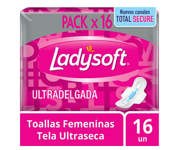 Toallas Femeninas Ladysoft Ultra delgada con alas 16 uds