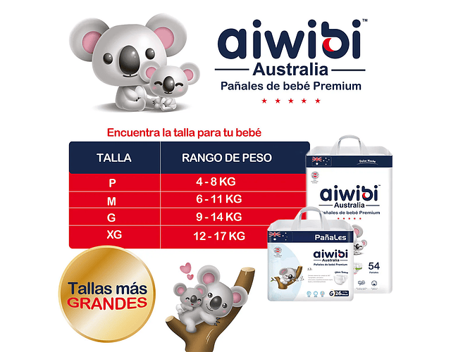 Aiwibi Premium Pack Quincenal de 60 Pañales Talla XXXG
