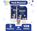 Pack Mensual Aiwibi Dulce Noche M 108  Pañales