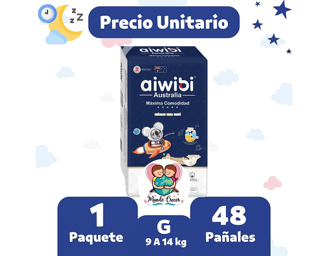 Aiwibi Dulce Noche Maleta de 48  Pañales Talla G