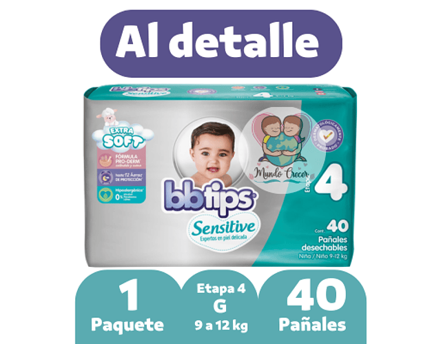 Bbtips Sensitive G Etapa 4 40 Pañales
