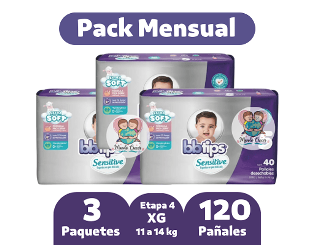 Bbtips Sensitive XG Etapa 5 120 Pañales