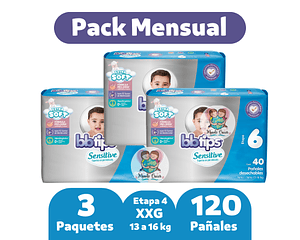Bbtips Sensitive XXG Etapa 6 120 Pañales