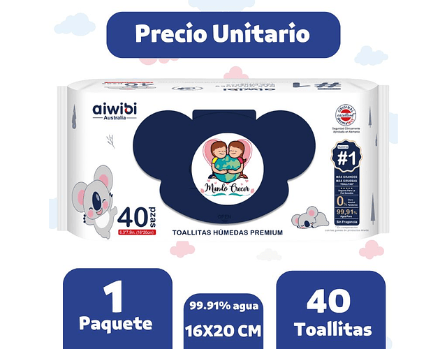 Toallita Humeda Aiwibi Premium 40 uds Con Tapa