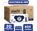 Caja de Toallitas Humedas Aiwibi 99.91 Agua 20 paquetes de 40 toallitas.