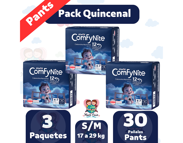 Calzoncitos Nocturnos ComfyNite S/M 30 pañales