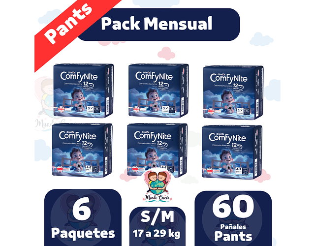 Calzoncitos Nocturnos ComfyNite S/M 60 pañales