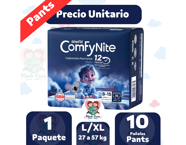 Calzoncitos Nocturnos ComfyNite L/XL 10 pañales