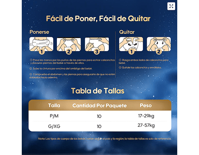 Calzoncitos Nocturnos ComfyNite L/XL 60 pañales