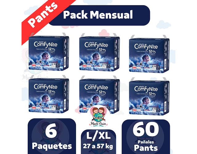 Calzoncitos Nocturnos ComfyNite L/XL 60 pañales