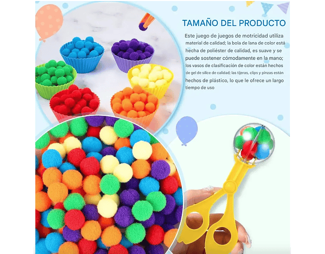 Set De Clsificacion en Pompones Con Pinzas