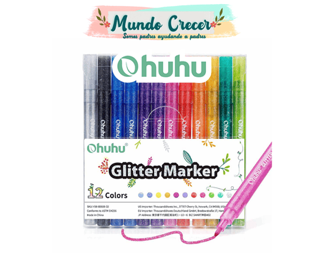 OHUHU MARCADORES GLITTER METÁLICOS CON PURPURINA