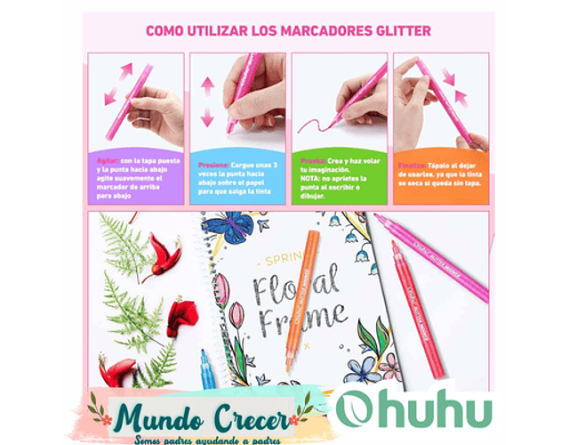 OHUHU MARCADORES GLITTER METÁLICOS CON PURPURINA