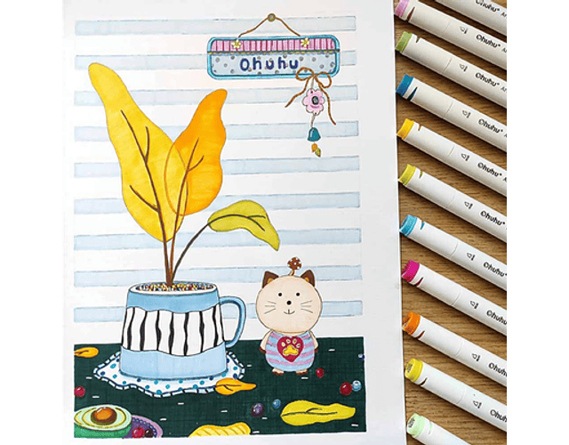 OHUHU 80 MARCADORES DE ALCOHOL + 1 BLENDER FINA & BISELADA