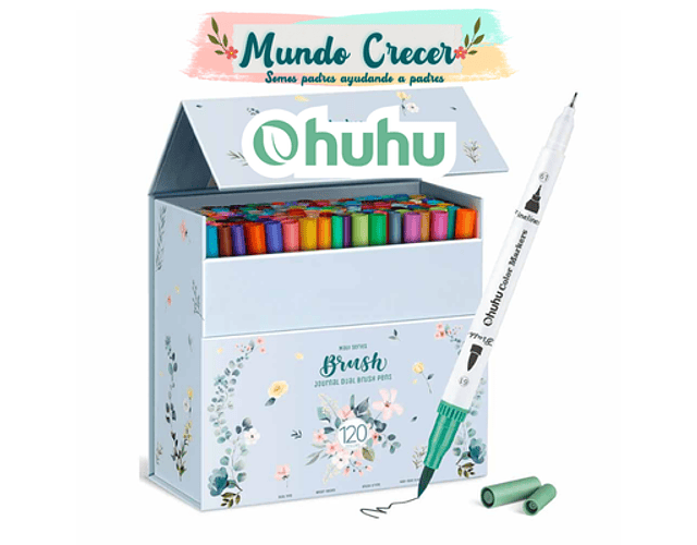 OHUHU MAUI 120 MARCADORES A BASE DE AGUA (ESTUCHE VERDE) PINCEL&FINELINER
