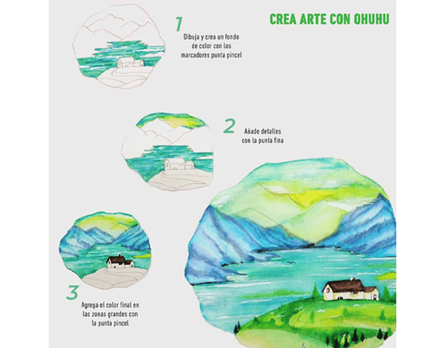 OHUHU MAUI 120 MARCADORES A BASE DE AGUA (ESTUCHE VERDE) PINCEL&FINELINER