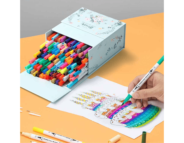 OHUHU MAUI 120 MARCADORES A BASE DE AGUA (ESTUCHE VERDE) PINCEL&FINELINER