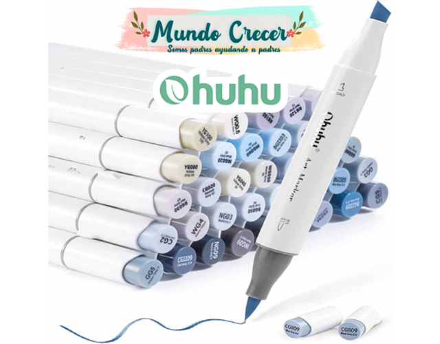 OHUHU 36 MARCADORES DE ALCOHOL GRISES + 1 BLENDER. PINCEL&BISELADA