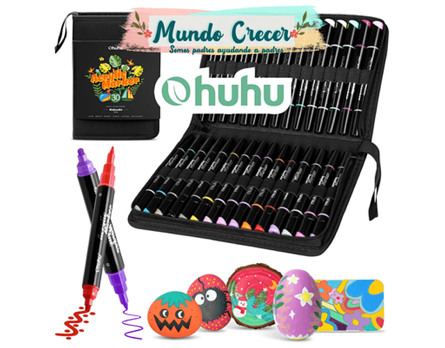 OHUHU 30 MARCADORES ACRÍLICOS PUNTA FINA Y REDONDA