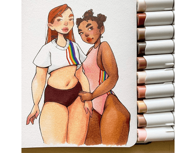 OHUHU 24 MARCADORES DE ALCOHOL PIEL + 1 BLENDER PINCEL & BISELADA