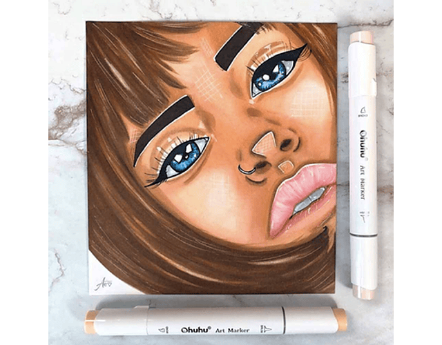 OHUHU 24 MARCADORES DE ALCOHOL PIEL + 1 BLENDER PINCEL & BISELADA