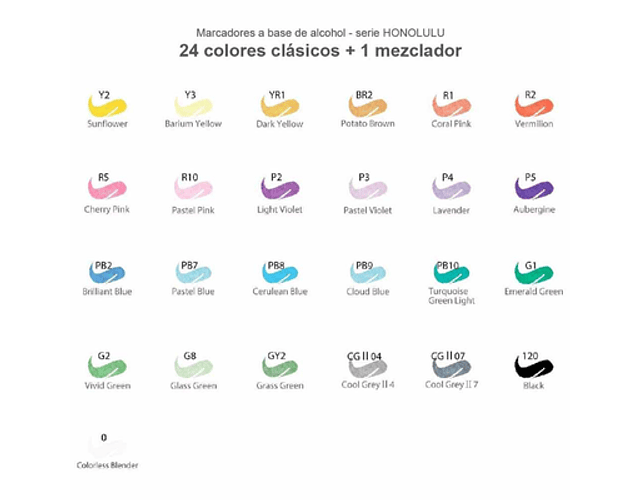 OHUHU 24 MARCADORES DE ALCOHOL + 1 BLENDER PINCEL&BISELADA