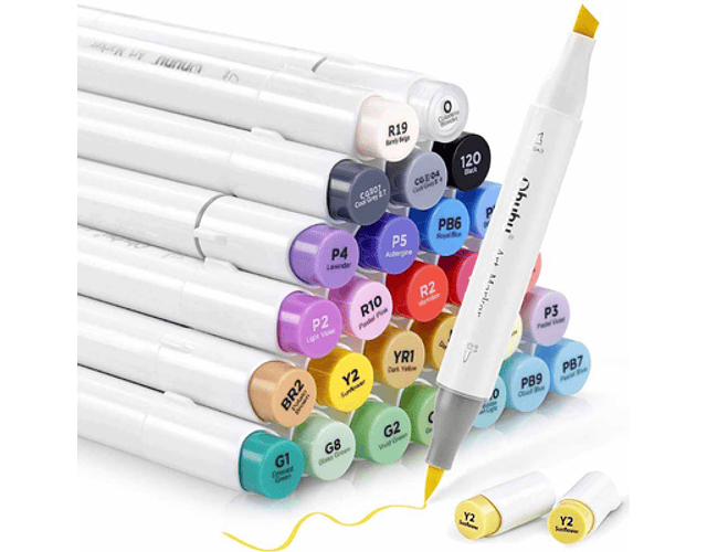 OHUHU 24 MARCADORES DE ALCOHOL + 1 BLENDER PINCEL&BISELADA