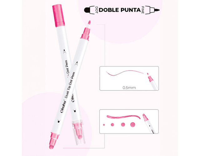 OHUHU MARCADORES DE PUNTOS DE DOBLE PUNTA 15 COLORES (FINA Y PUNTOS)