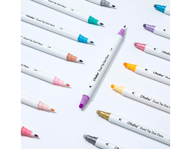 OHUHU MARCADORES DE PUNTOS DE DOBLE PUNTA 15 COLORES (FINA Y PUNTOS)