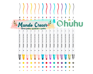 OHUHU MARCADORES DE PUNTOS DE DOBLE PUNTA 15 COLORES (FINA Y PUNTOS)