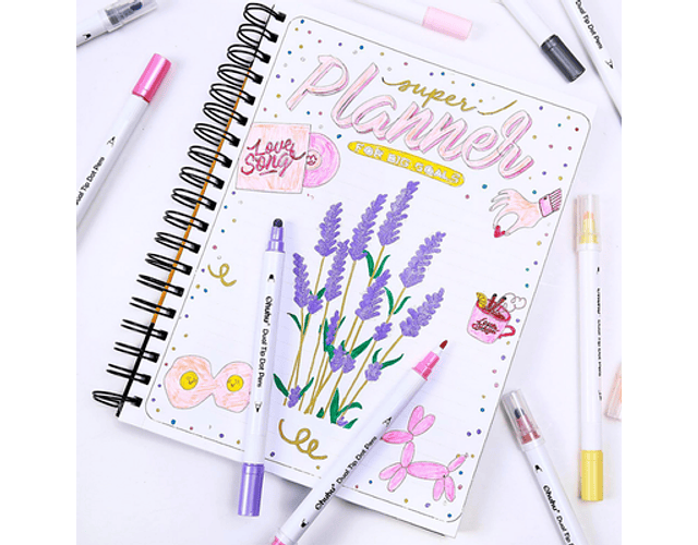 OHUHU MARCADORES DE PUNTOS DE DOBLE PUNTA 15 COLORES (FINA Y PUNTOS)