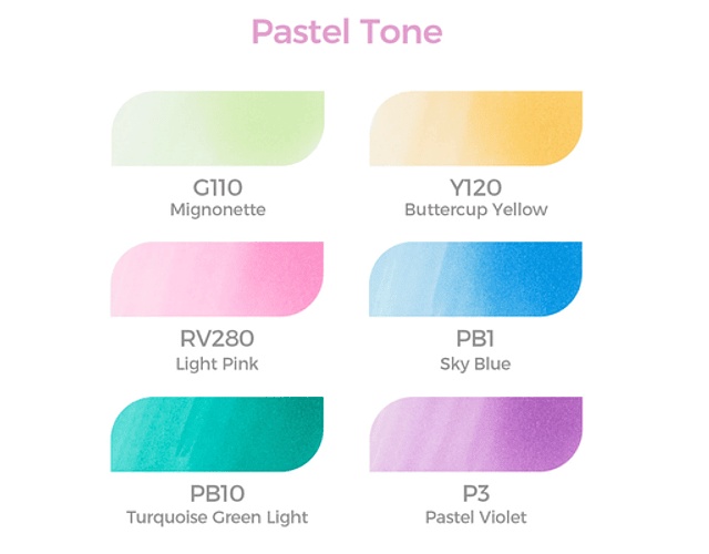 OHUHU HONOLULU MARCADORES BASE ALCOHOL DE DOBLE PUNTA 6 COLORES PASTEL