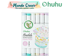 OHUHU HONOLULU MARCADORES BASE ALCOHOL DE DOBLE PUNTA 6 COLORES PASTEL