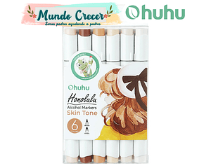 OHUHU HONOLULU MARCADORES BASE ALCOHOL DE DOBLE PUNTA 6 COLORES PIEL